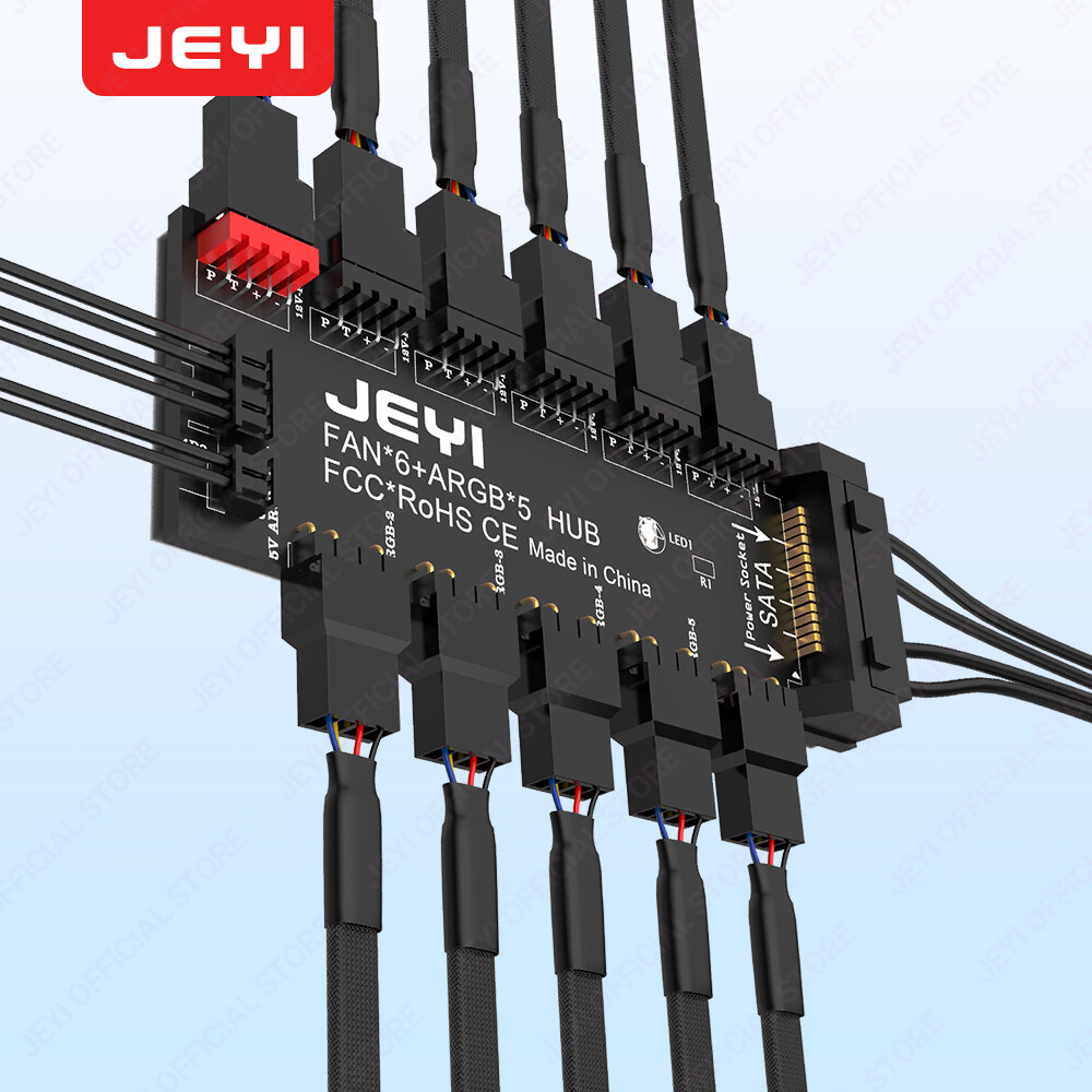 Jeyi argb PWM 5 cách Fan Hub, địa chỉ 12V 4pin PWM & 5V 3pin argb 2-in-1 hub, quạt RGB, RGB Dải Splitter