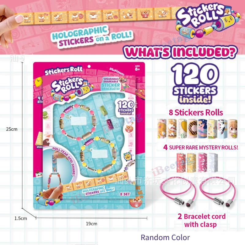 STICKI Rolls Sticki Bands - Wearable & Shareable Sticker Bracelet Creative Stickers Tear Off DIY Stickers BraceletChildrens Toys Discover and Collect Funny Gift