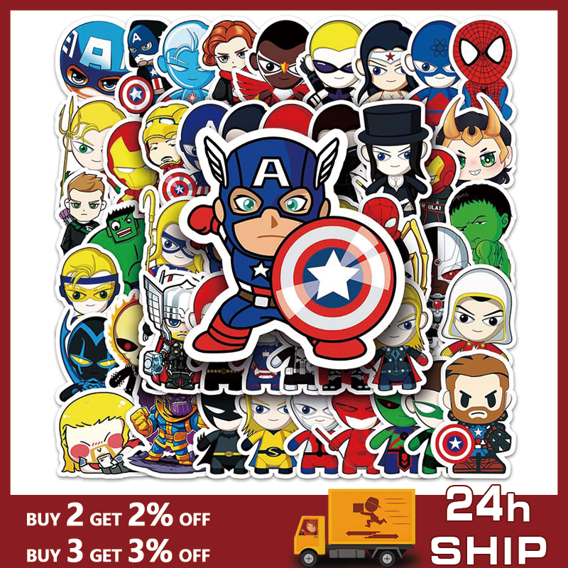 54PCS Cartoon Marvel Character Sticker Spider-Man Iron Man Hulk Cartoon Character Graffiti Decal Waterproof Vinyl Sticker