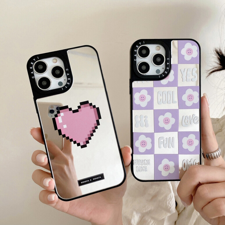 Crashstar Thời Trang hình trái tim tình yêu Cứng chống sốc có gương vỏ điện thoại Đối Với iPhone 15 14 13 12 11 Pro Max Cộng Với XS XR X Hoa Chống Sốc Ốp điện thoại Trang Điểm Điện Thoại Bìa Shell bán chạy nhất