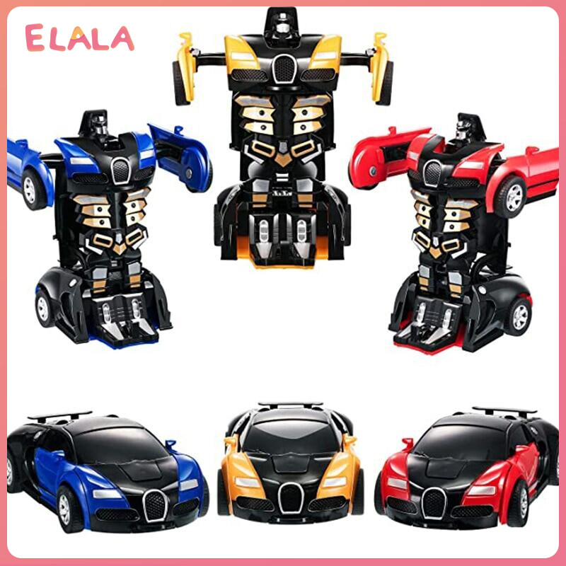 ELALA Car Toy One Key Automatic Deformation Robot Pull Back Car Model Boy