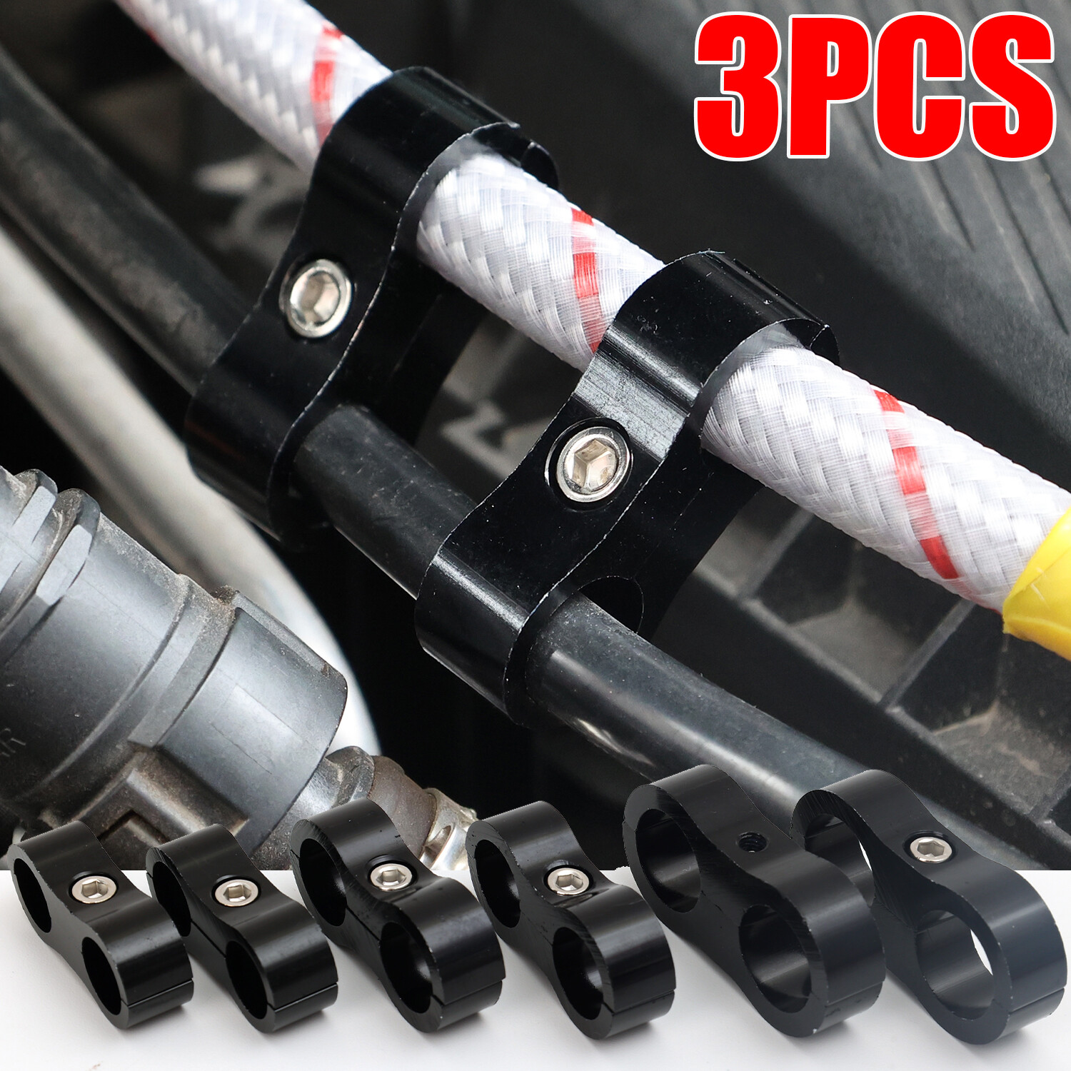 3pcs nhôm dầu tự động kẹp dây an6 an8 AN10 phôi thép dầu nhiên liệu dòng nước tách chia Kẹp nhôm dòng Bộ tách