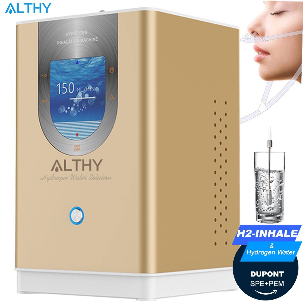 ALTHY Hydrogen Inhalation Machine Hydrogen Water Generator 99.99% High Purity Low Noise H2 Inhaler SPE/PEM 150ml/min ราคา 2,759 บาท*ส่งฟรี
