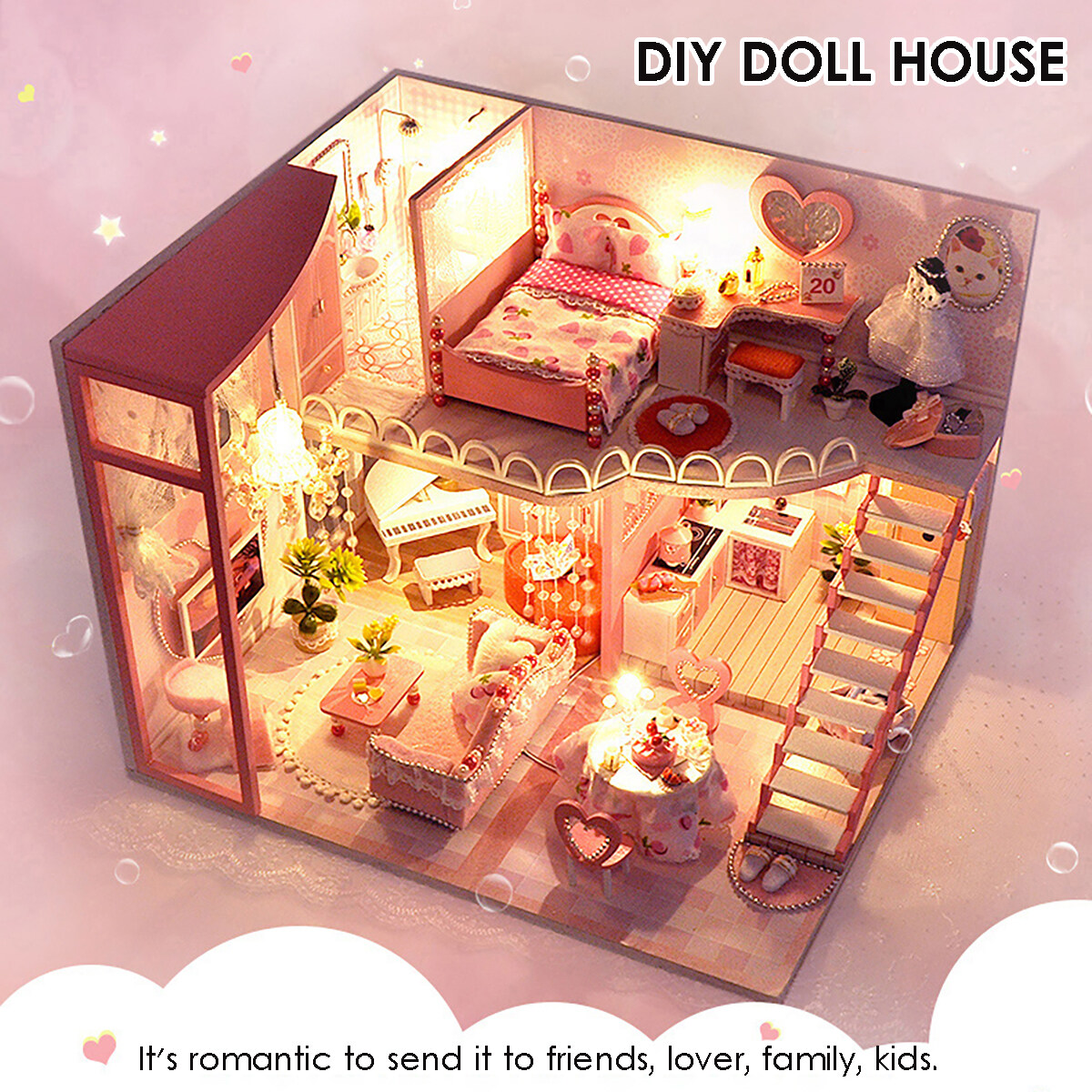 Diy Doll Houses Baby Girls Bedroom Miniatures Kit Furniture Led Light Kids Toy Gift 3d Wooden Toys Children Birthday Gift Lazada Singapore