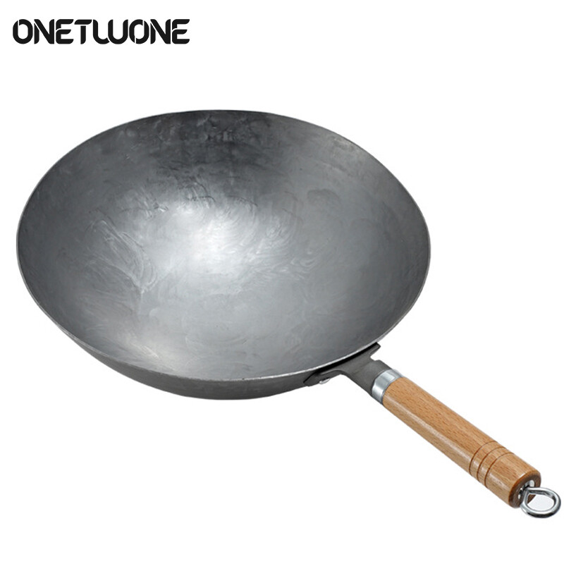 Onetwone Heavy duty handmade iron wok Chinese traditional frying Pan 32/34cm iron pot Gas cooker Non-stick cooking pot ราคา 743 บาท*ส่งฟรี