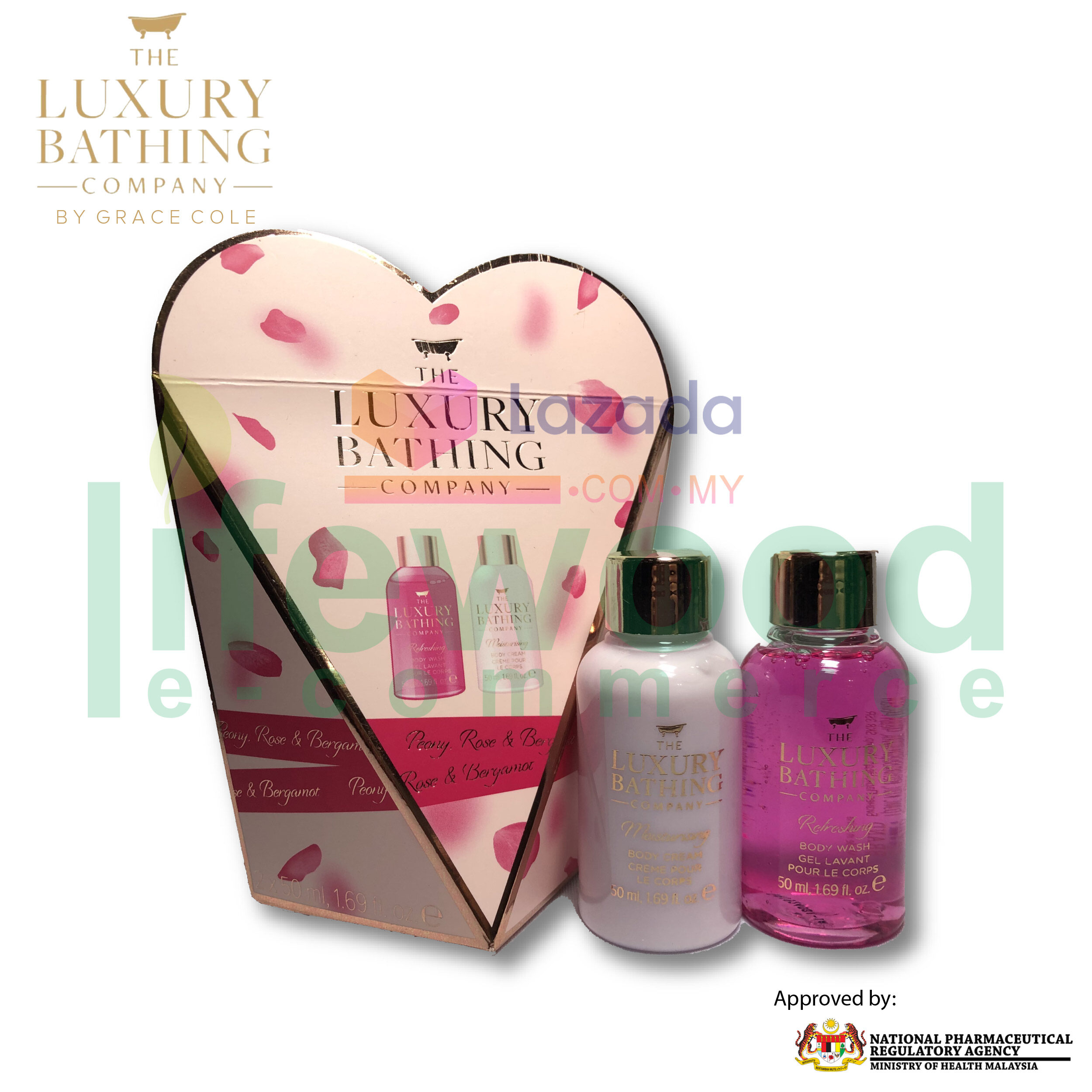 Gambar THE LUXURY BATHING COMPANY Hearts Desire 50ml Body Wash, 50ml Body Cream