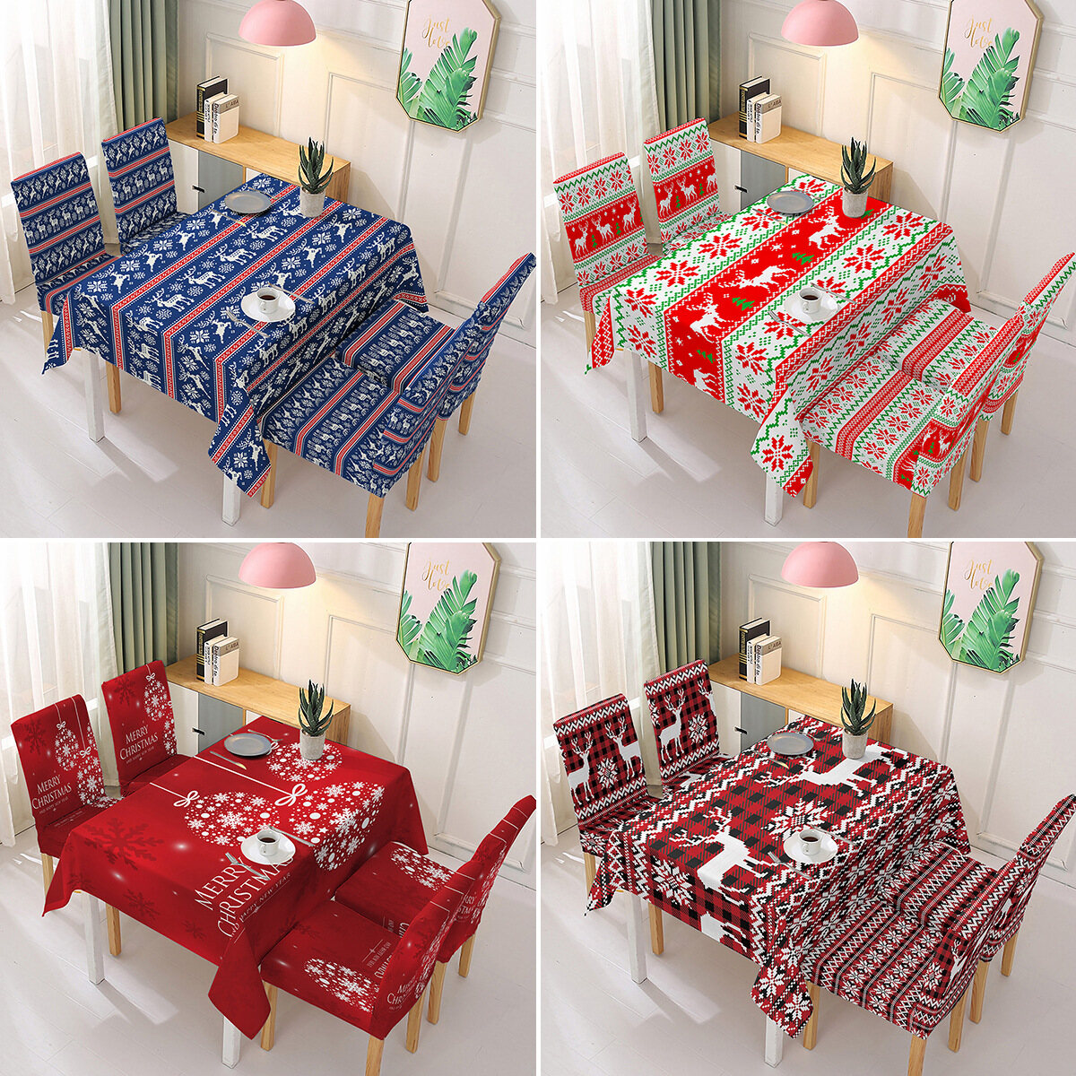 Gambar Christmas Decorative Tablecloth Chair Cover Stretch Siamese Chair Cover Cover Printed Tablecloth