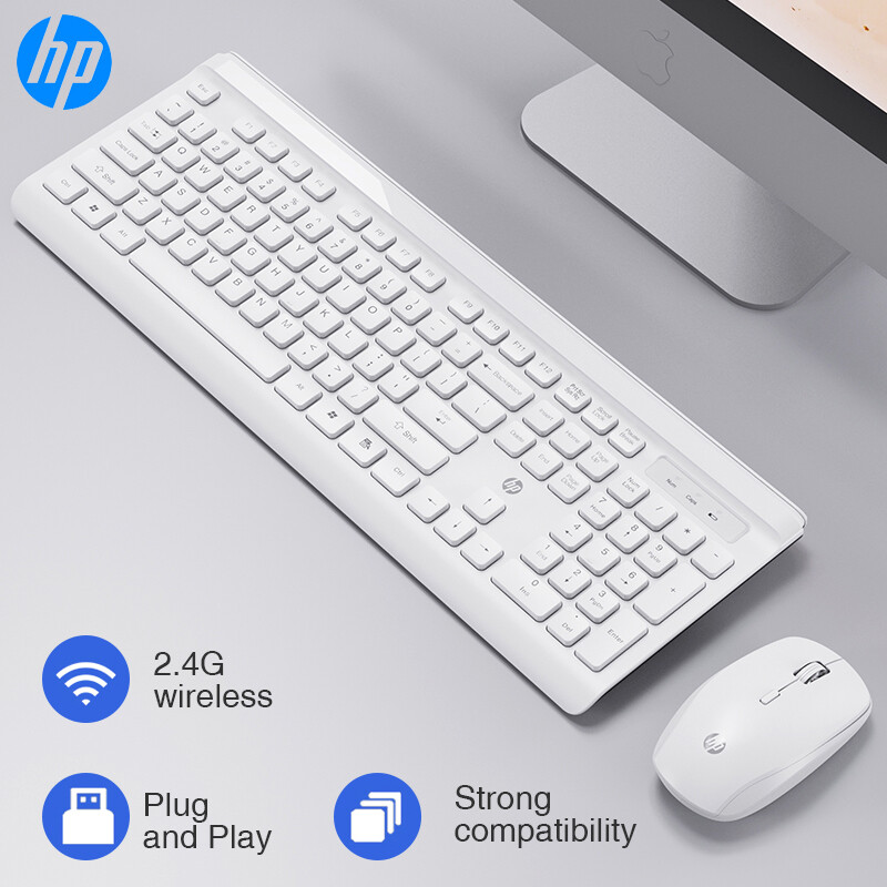  HP CS500 Wireless Keyboard and Mouse Combo Wireless S-shaped Keycap Keyboard Plug and Play Ergonomic 2.4G Wireless Mouse for Office Home Computer PC Laptop 