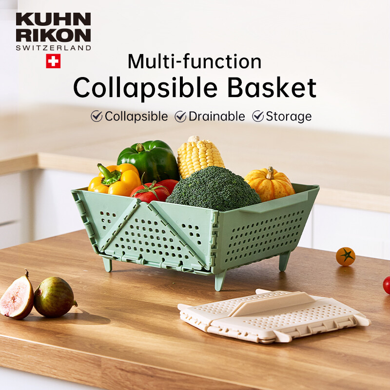 KUHN RIKON Collapsible Draining Basket Multi-function Storage Basket Heat Resistance Colander Drainer Practical Household Kitchen Tool Swiss Design ราคา 629 บาท*ส่งฟรี