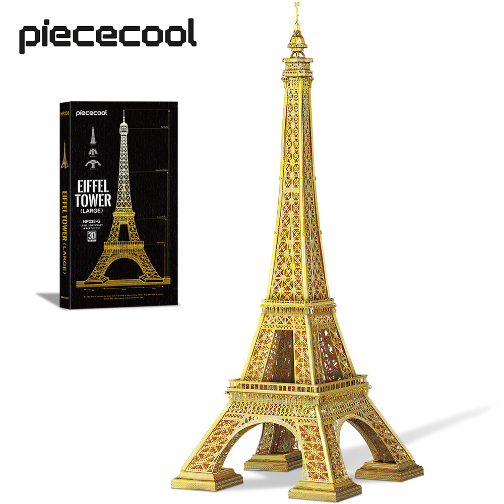 Piececool xếp hình kim loại 3d bộ khối xây dựng mô hình tháp eiffel màu vàng bộ mô hình lắp ráp tự làm quà tặng cho trẻ em bộ đồ chơi lắp ráp