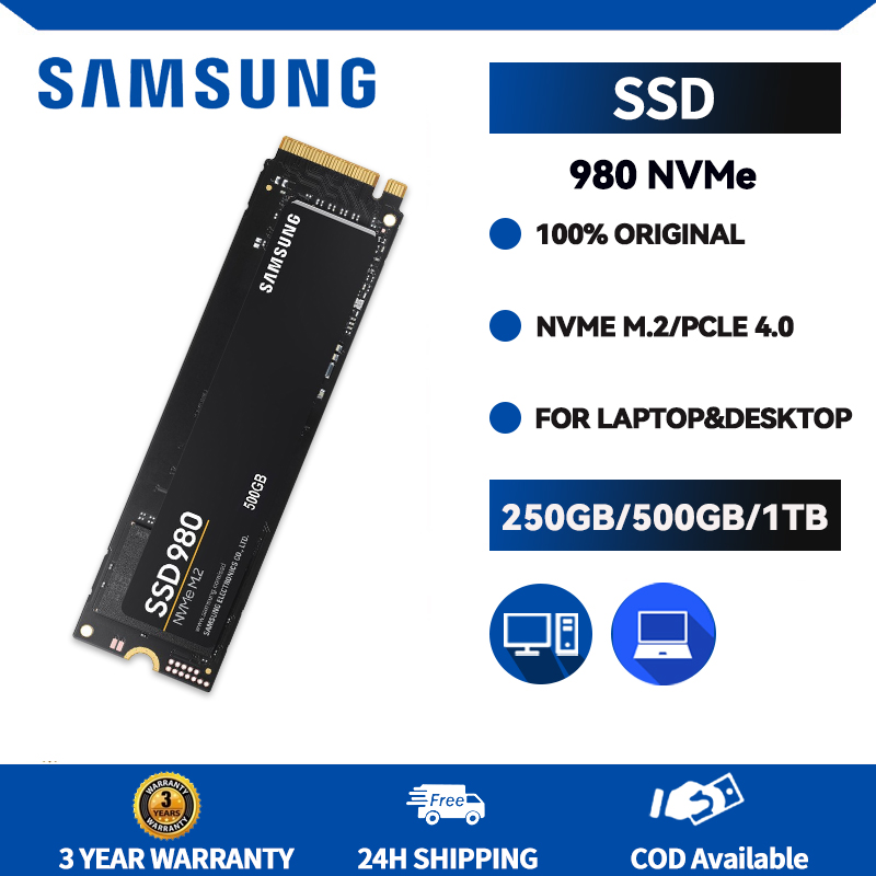 Samsung 980 250GB/500GB/1TB NVMe M.2 PCIe Gen 3.0 Internal SSD Solid State Drive ราคา 2,075 บาท*ส่งฟรี