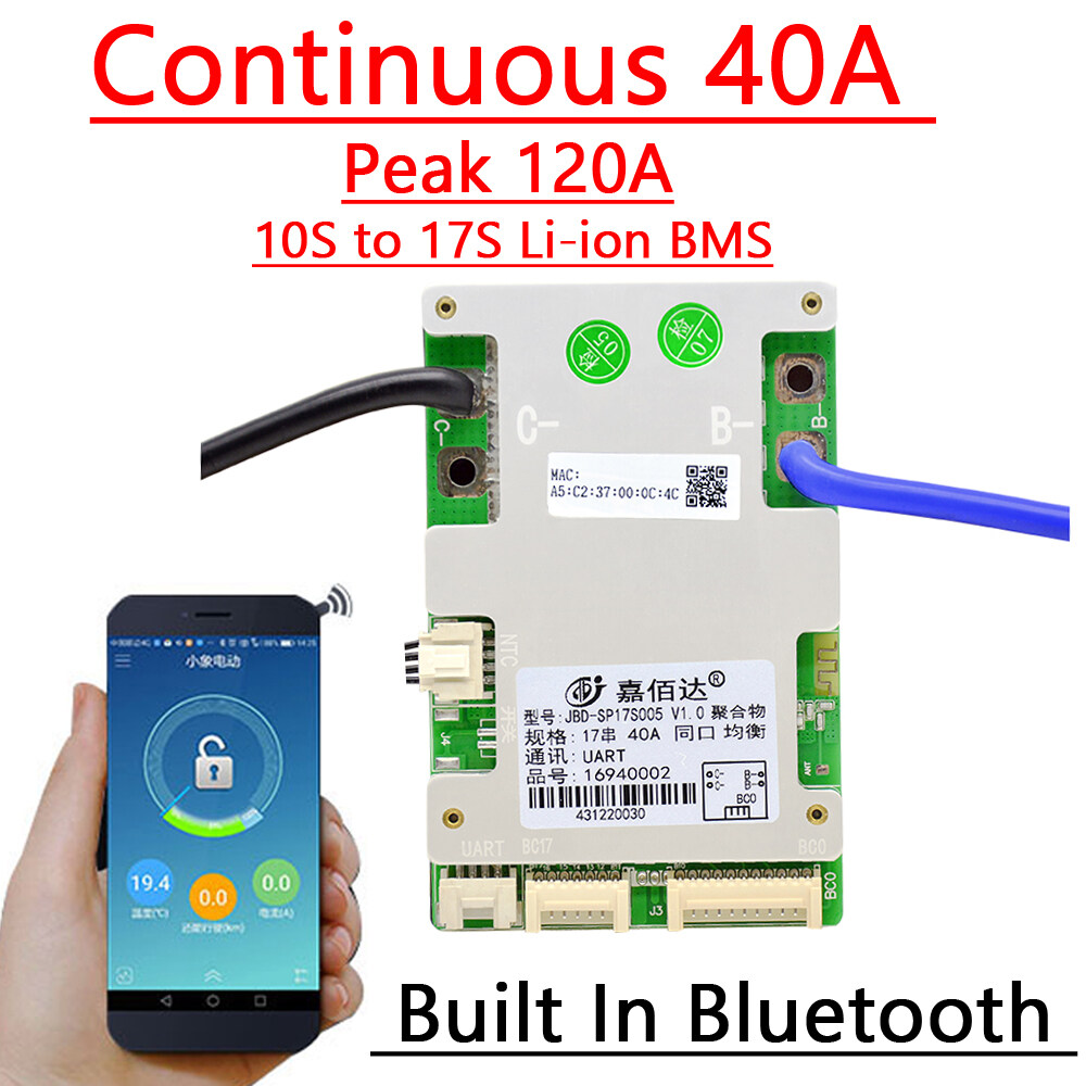 7S ~ 17S jbd Bluetooth thông minh BMS 10S 12S 13S 14S 16S bảng bảo vệ pin Lithium 24V 36V 48V 52V 60