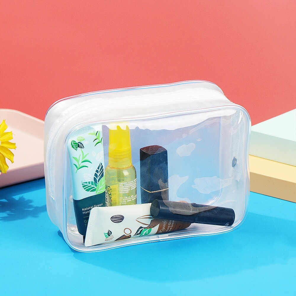 Đơn giản trong suốt túi nhựa PVC túi xếp đồ du lịch túi đồ trang điểm trong suốt Túi mỹ phẩm làm đẹp Túi đựng đồ vệ sinh cá nhân Túi đựng đồ vệ sinh Túi trang điểm