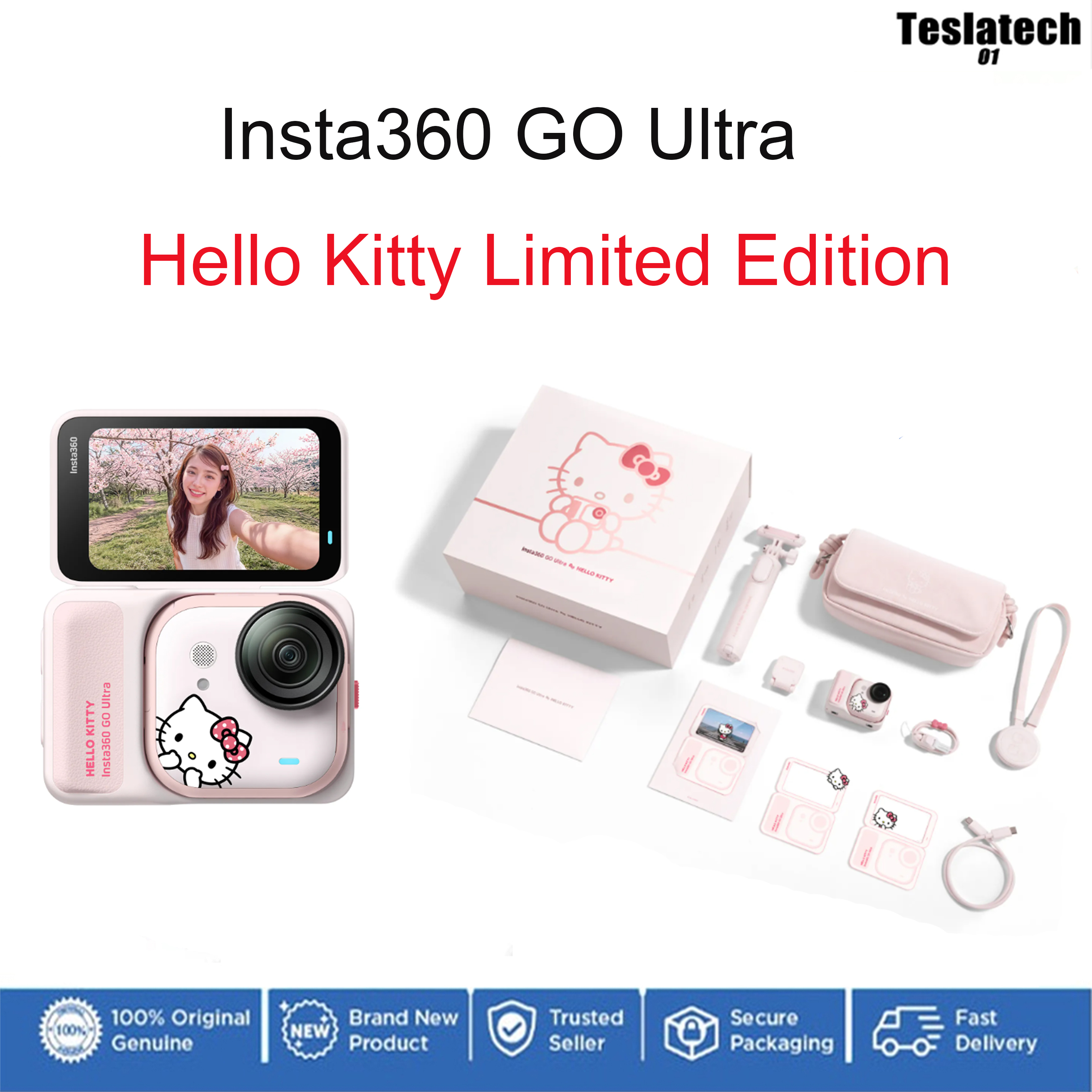 【Hello Kitty Limited Edition】Insta360 Go Ultra Lightweight & Portable Magnetic Mount Anywhere System Vlog Camera
