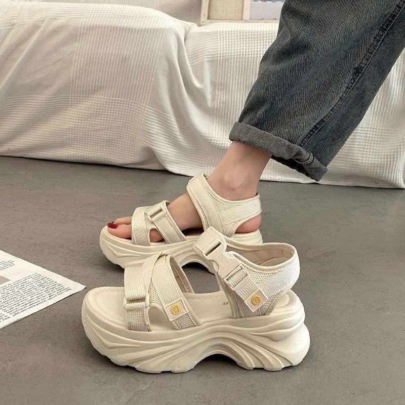Giày nữ thời trang mới Velcro Flatform Xăng đan đế xuồng đế dày