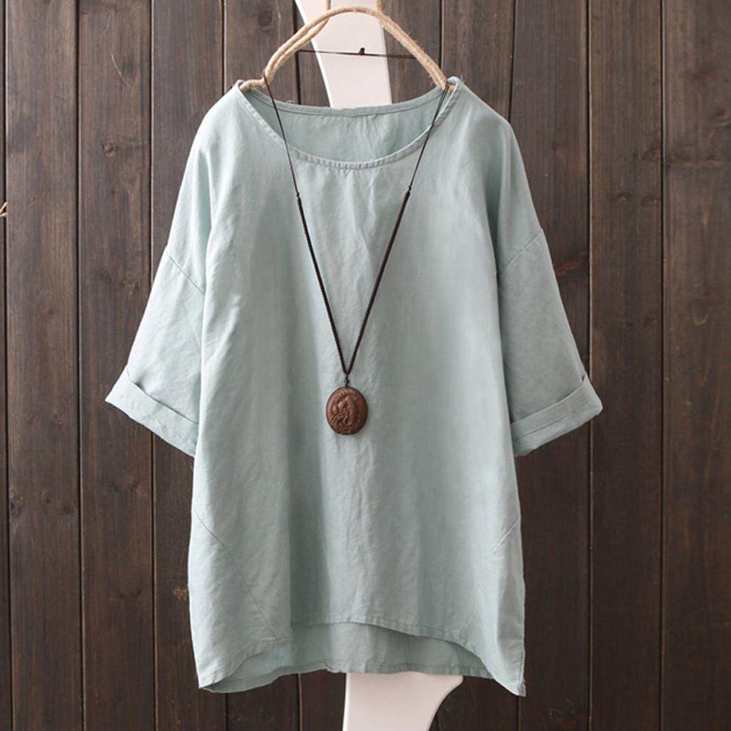 Plus size linen tops sale Clearance