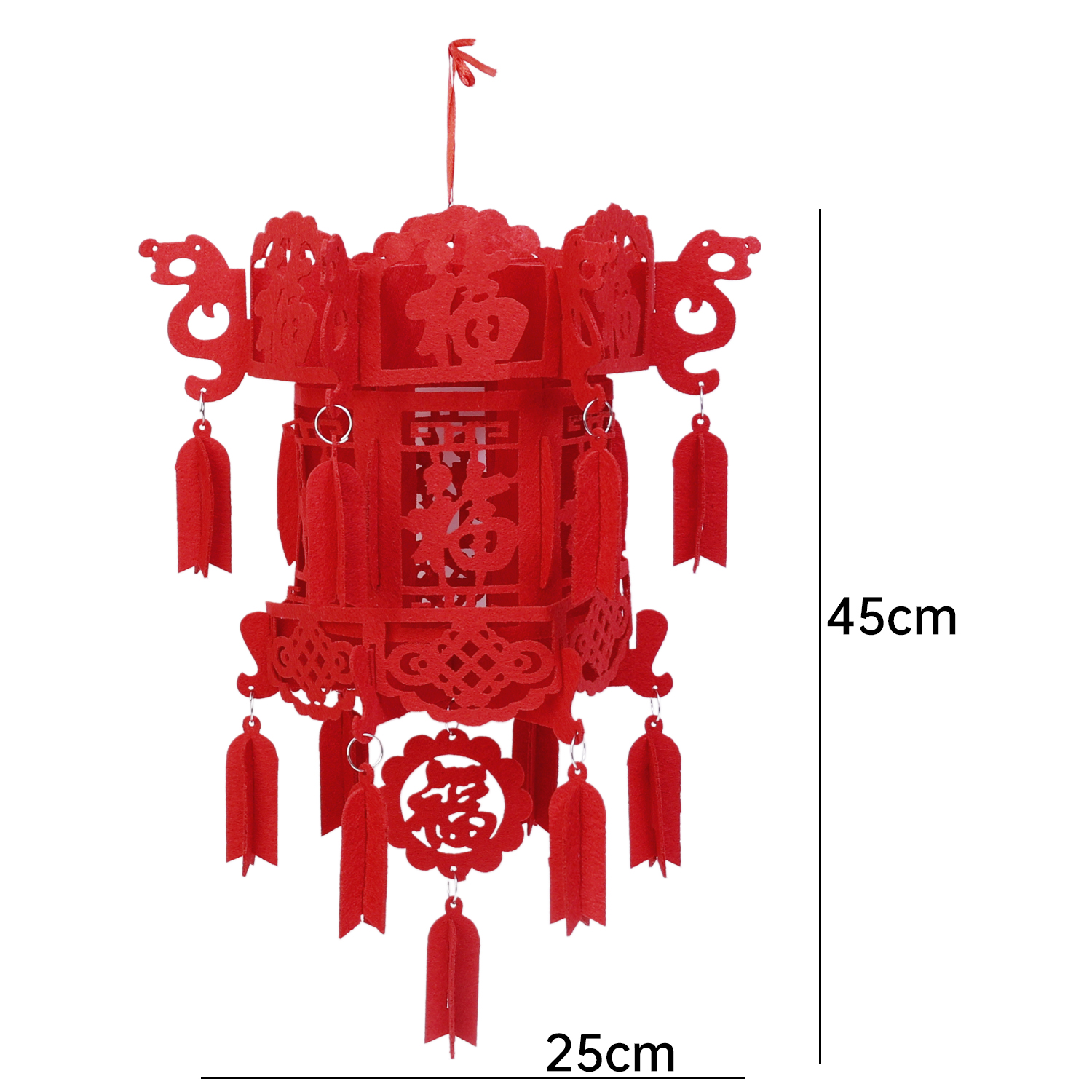 YESPERY Large Chinese Lanterns Good Fortune Red Non-woven Fabric Lanterns 2025 New Year Festival Party Decoration Spring Festival Pendant Home Hanging Lantern