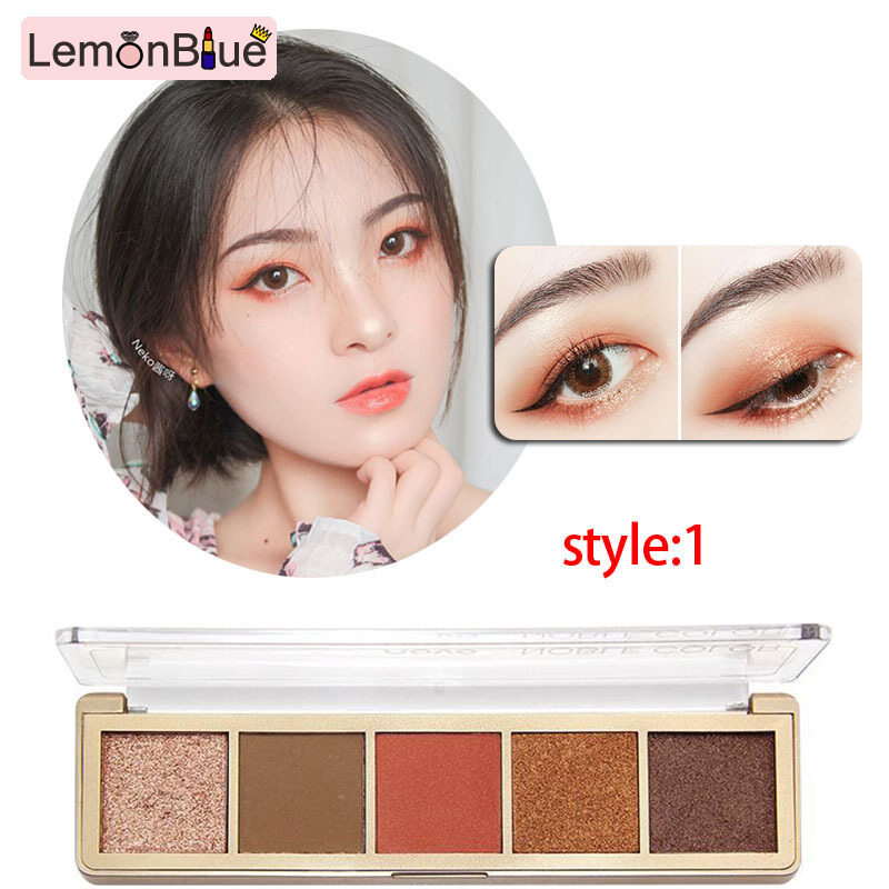 Gambar LemonBlue 5 color Eyeshadow Pallete Disc Mineral Powder MatteEye Shadow Waterproof Long Lasting Eye Shadow