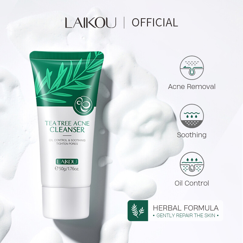  LAIKOU Sữa Rửa Mặt Trị Mụn Cây Trà Làm Sạch Làm Dịu Lỗ Chân Lông Làm Se Khít Lỗ Chân Lông 50G 