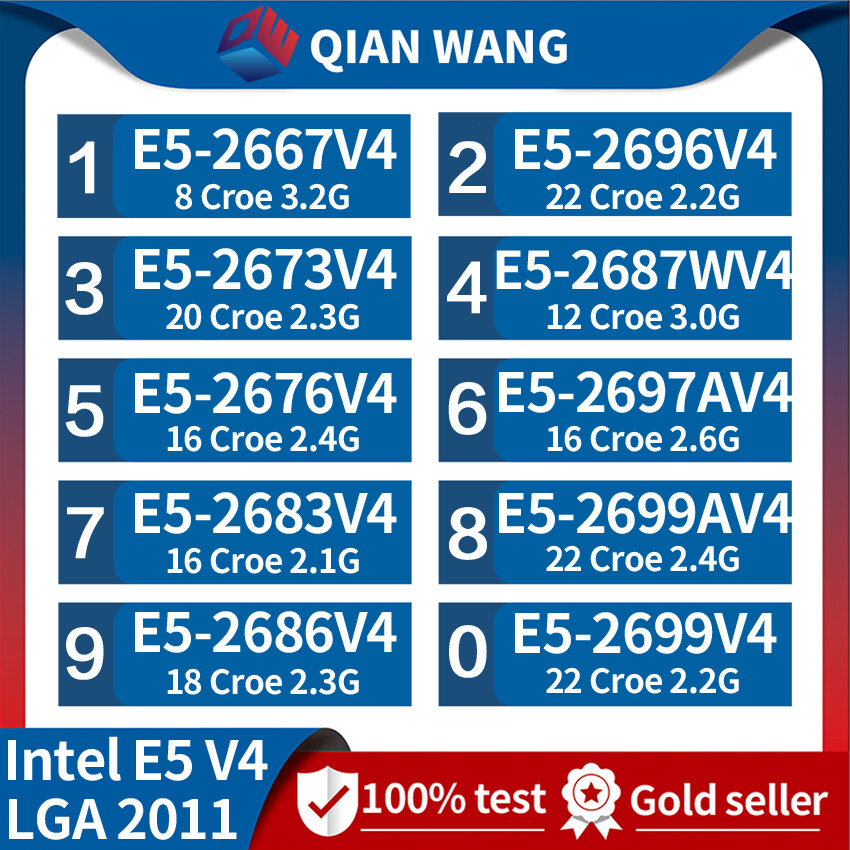 Intel Xeon e5-2667V4 CPU E5-2673V4 E5-2676V4 E5-2683V4 E5-2686V4 E5-2696V4 E5-2697AV4 E5-2699V4 E5-2699AV4 E5-2687WV4 vi xử lý LGA 2011-3 cho X99