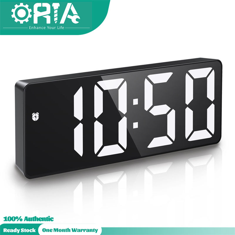 ORIA Digital Clock LED Alarm Clock Voice Control USB Table Clock 12/24H Format Snooze Function 3 Brightness Adjustable 3 Alarm Modes for Home Bedroom Office