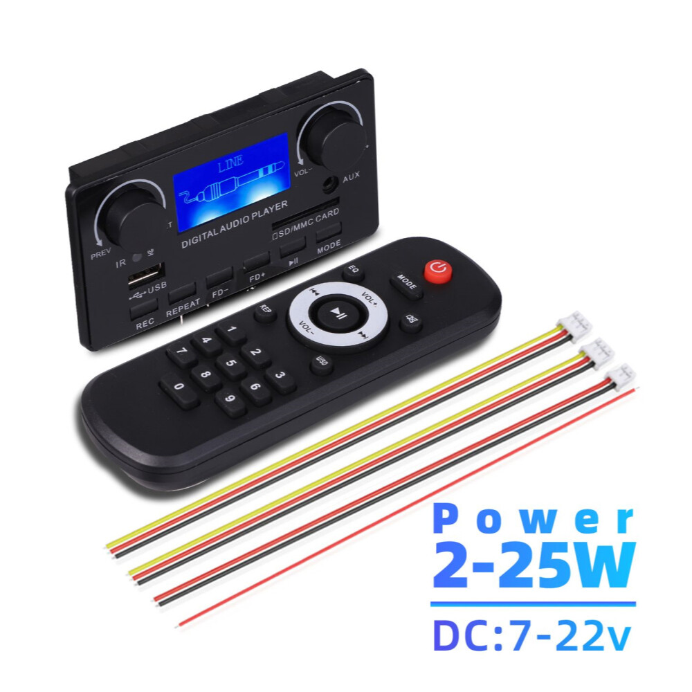 Bluetooth 5.0 audio bảng mạch giải mã mp3 có hỗ trợ đĩa u gọi điện không cần dùng tay chức năng ghi âm fm tf cổng aux 3.5mm có điều khiển từ xa