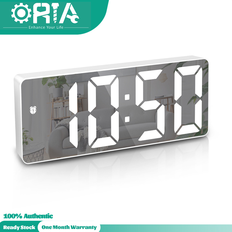 ORIA นาฬิกาดิจิตอลแบบ LED นาฬิกาปลุกควบคุมเสียง USB นาฬิกาตั้งโต๊ะ12/24H ฟังก์ชั่น Snooze 3ความสว่างปรับนาฬิกาปลุก3โหมดสำหรับห้องนอนหน้าแรก