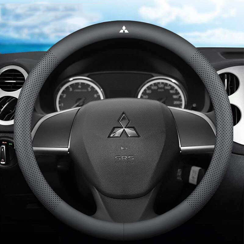 Simple Leather Car Steering Wheel Cover Breathable Non slip Black Interior Accessories For Mitsubishi ASX Triton Storm Pajero Outlander Attrage Mirage Xpander Lancer EX ราคา 292 บาท*ส่งฟรี