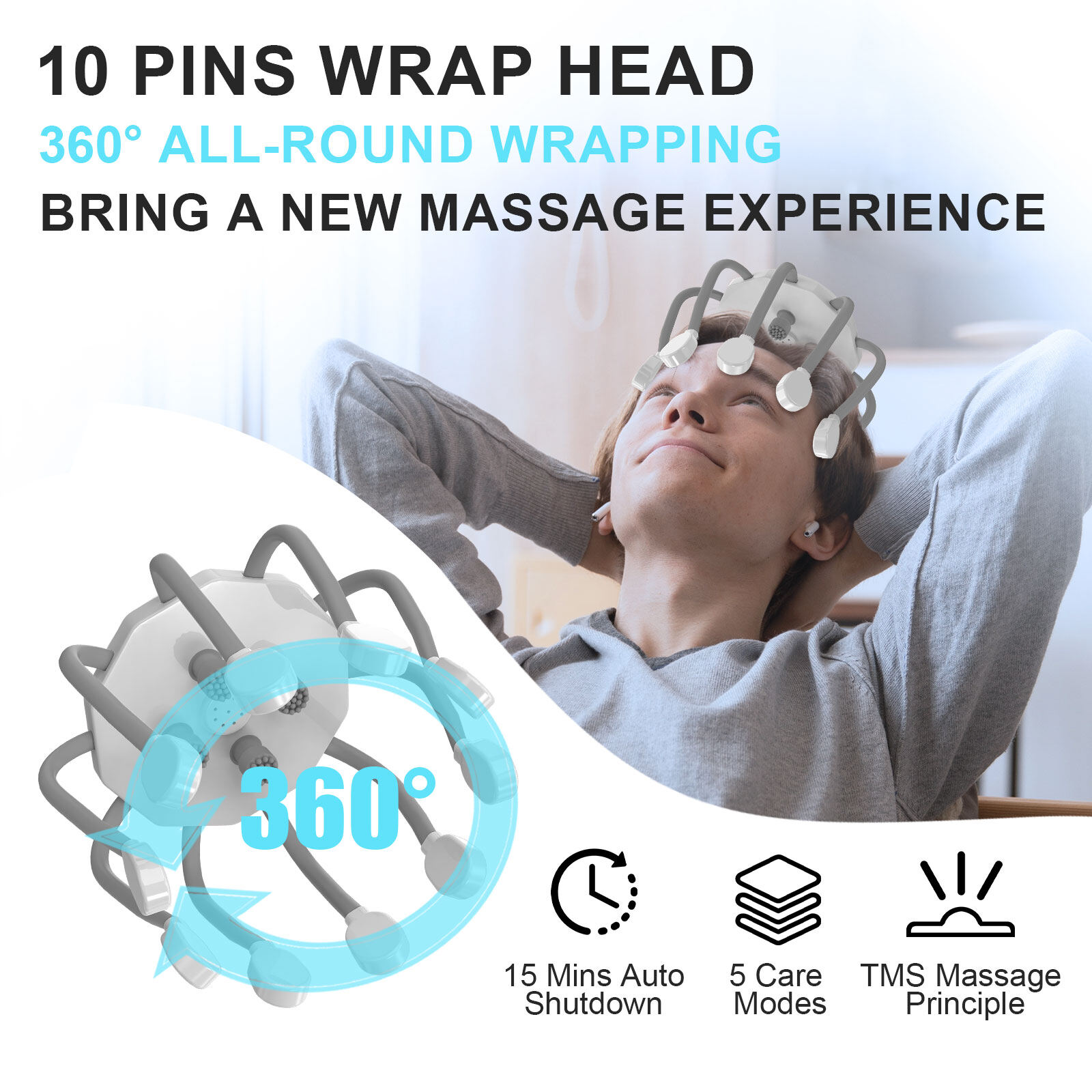 iKeener Electric Head Massager Cordless Scalp Massager with 14 Massage Contacts, 5 Modes, Portable Wireless Rechargable Head Massager for Stress Relax, Tension, Relaxation, Deep Sleeping, Ideal Gift ราคา 959 บาท*ส่งฟรี