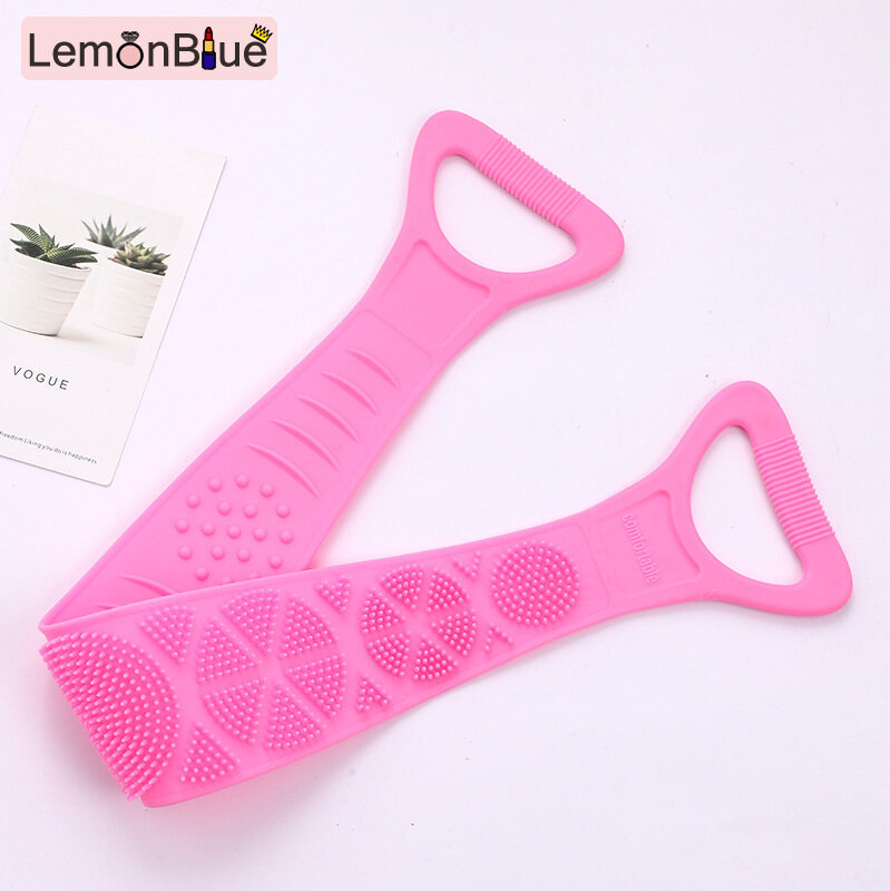 Gambar LemonBlue Silicone Bath Back Scrubber Reusable Exfoliating Back Massage Brush Practical Silicone Reusable Exfoliating Back Massage Brush Practical Shower Supplies Durable Bath Back Scrubber Women Men