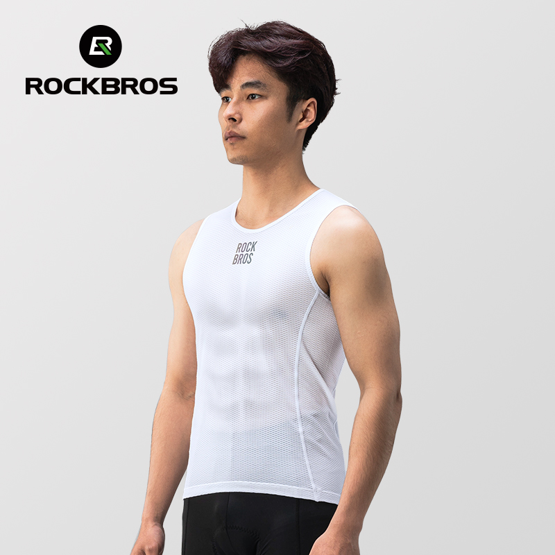 Rockbros quần áo thể thao quần áo tập thể dục nhanh khô thoáng khí Áo đi xe đạp cơ bản cho nam áo nỉ không tay Logo Phản Quang Neon quần áo lót