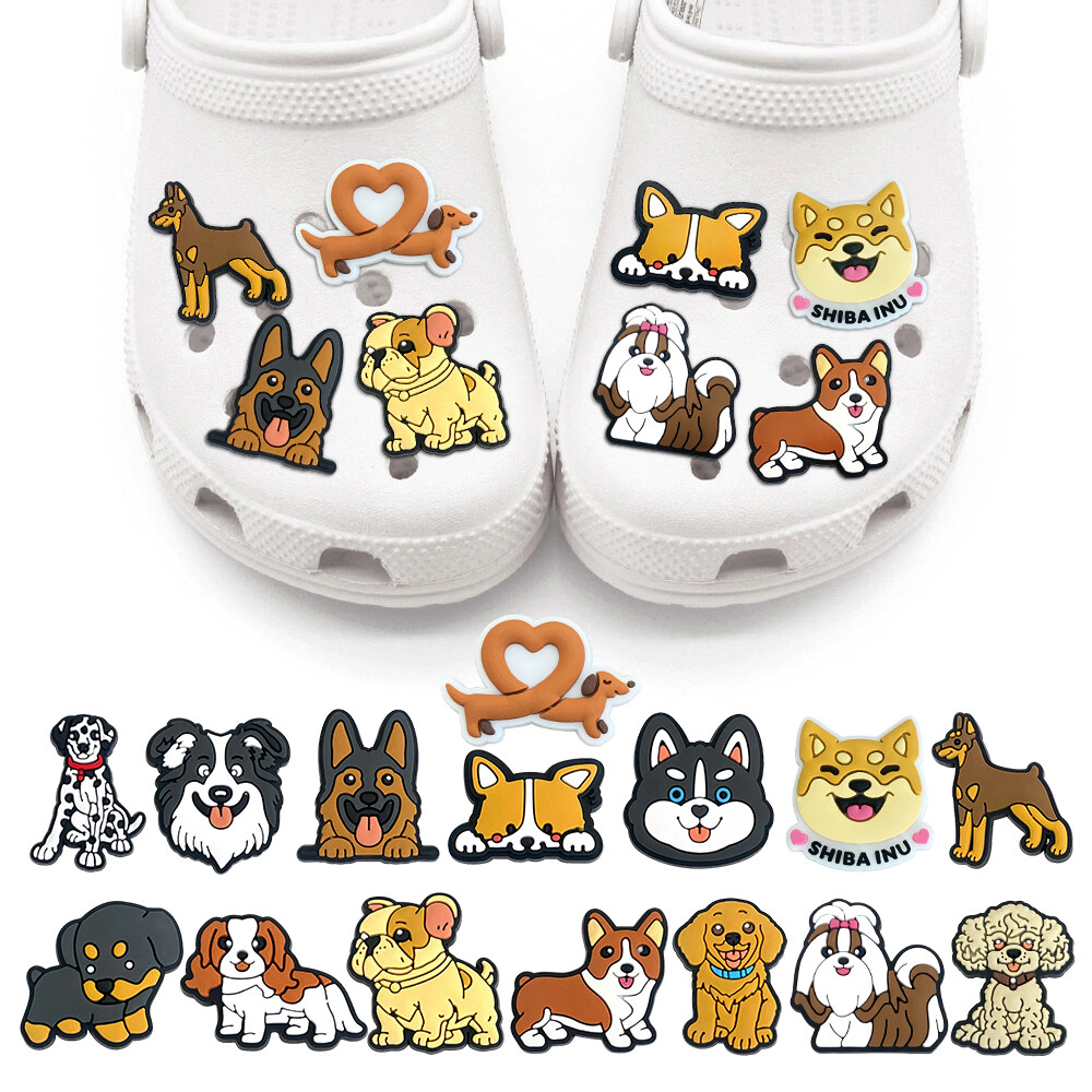 Cute Cartoon Puppy Shoe Charms 1PCS Decorate Dog Accessories DIY Corgi Shiba inu PVC Garden Shoe Buckle For Kids Girl Unisex Party Gifts
