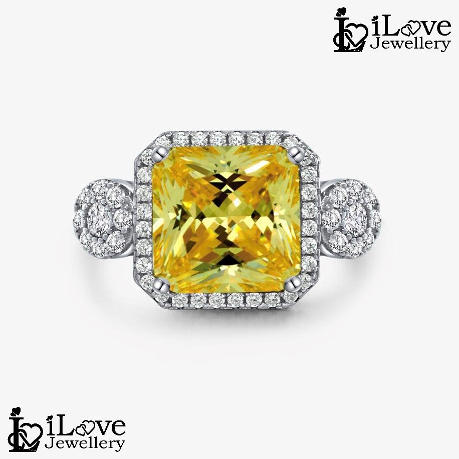 Sterling Silver Cushion-Cut Green CZ Ring
