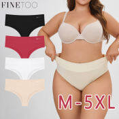 FINETOO Plus Size Seamless Ice Silk Mid Waist Panties