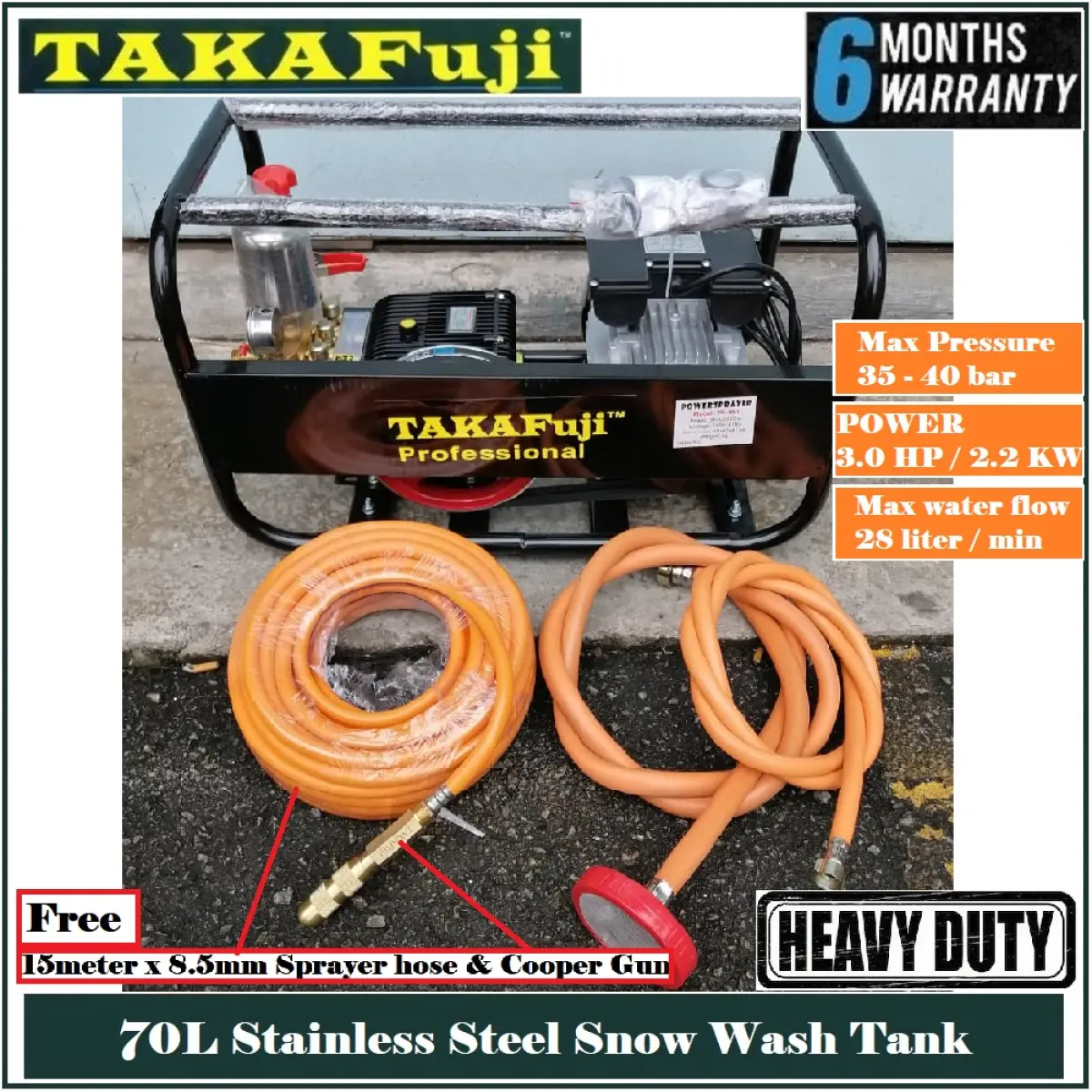 Takafuji Plunger Pump Pf 450 C W 3hp Motor Free 15meter Sprayer Hose Cooper Nozzle 6 Months Local Warranty Lazada