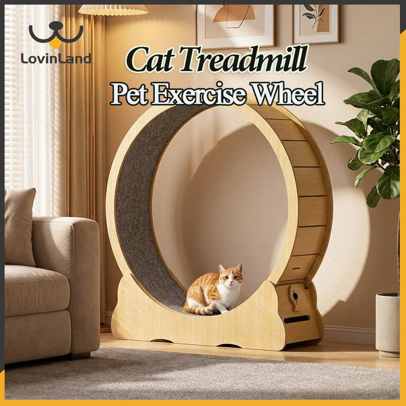 Lovinland Pet Cat Treadmill Pet Running Wheel Silent Runway Wooden Toy Pet Weight Loss Solid Roller Pet Exercise Wheel Low Noise Design & Security Lock ราคา 4,128 บาท*ส่งฟรี