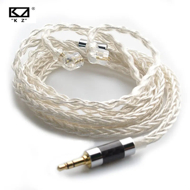 Dây nâng cấp kz dây cáp bộ tai nghe 8 lõi mạ bạc dày cáp tai nghe cho kz zs10 pro zax zax zsx zsn pro dq6 edxpro zna