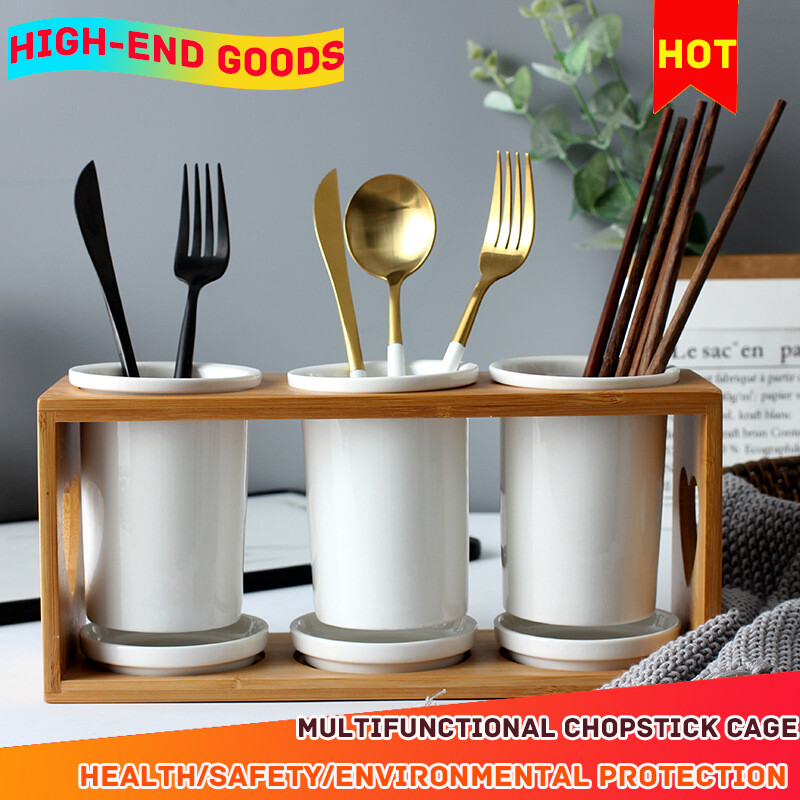Gambar Chopsticks Tube Restaurant Chopsticks Tableware Spoon Storage Drain Tube Kitchen Household Chopsticks Bucket