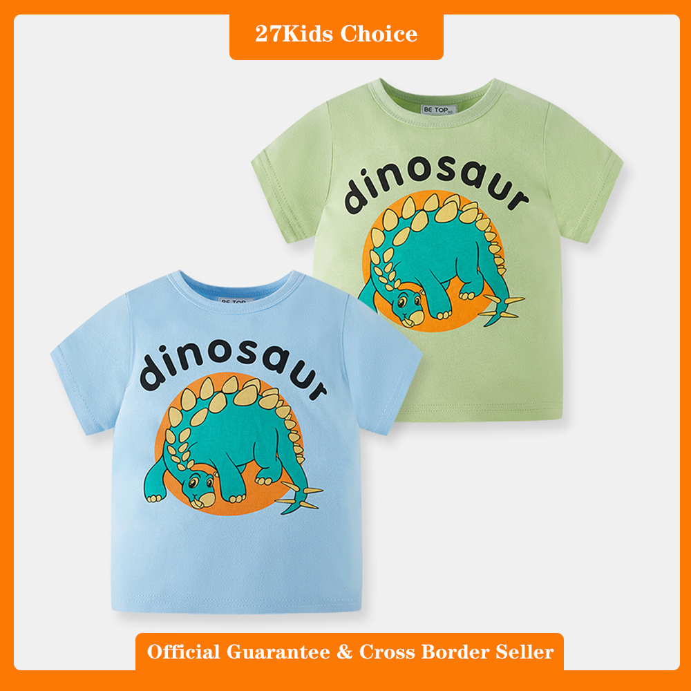 27Kids Choice Betop Children's Short sleeved T-shirt Summer Clothing Boys' Half sleeved Cotton Dinosaur Pattern ราคา  179 บาท*ส่งฟรี