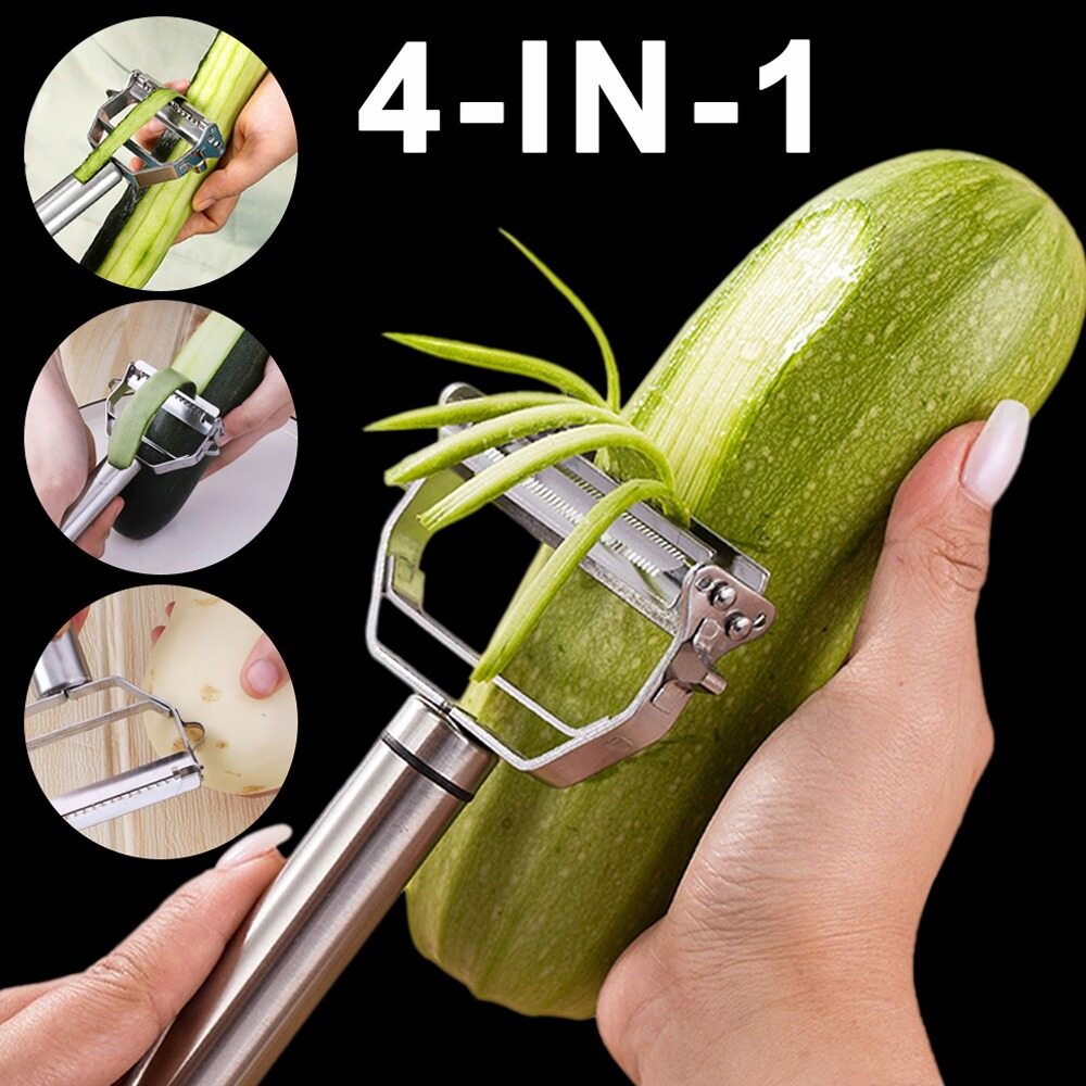 4 trong 1 đa chức năng dụng cụ nạo củ quả rau quả thép không gỉ vắt cà rốt dưa chuột Peeler hộ gia đình dụng cụ nhà bếp