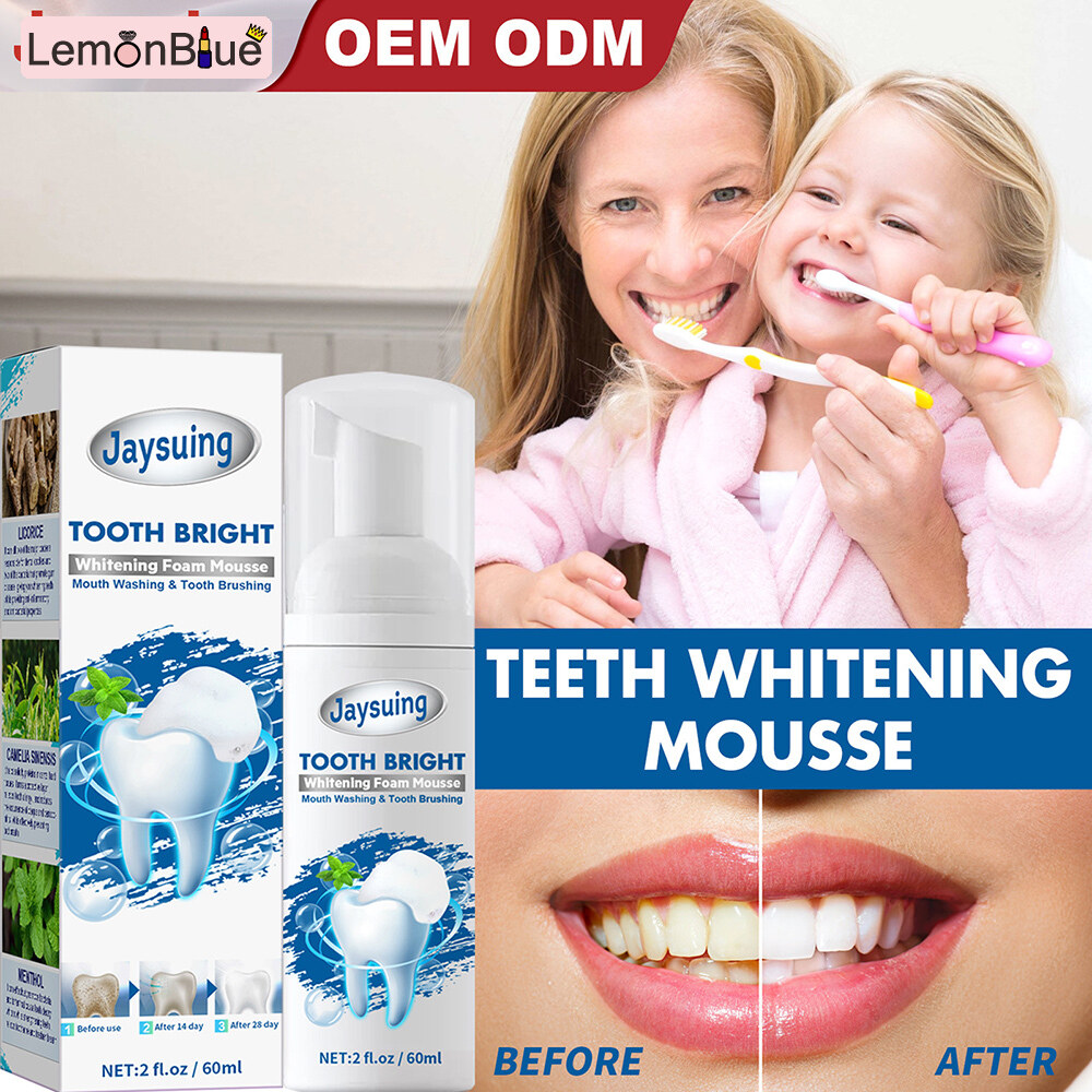 Gambar LemonBlue Mousse Toothpaste Foam Push Type Baking Soda Toothpaste Bright White Deep Clean refreshing breath Baking Soda Toothpaste remove yellow stain teeth whitening cleaning