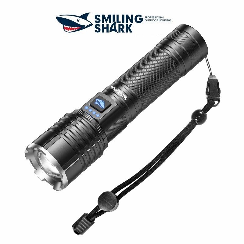 Smiling-Shark-SD7131-Powerful-Torch-Light-M60-6000LM-Super-Bright-Flashlight-Stepless-Dimming-with-Power-Display-Type-C-Rechargeable-Waterproof-for-Outdoor-Emergency-Hiking