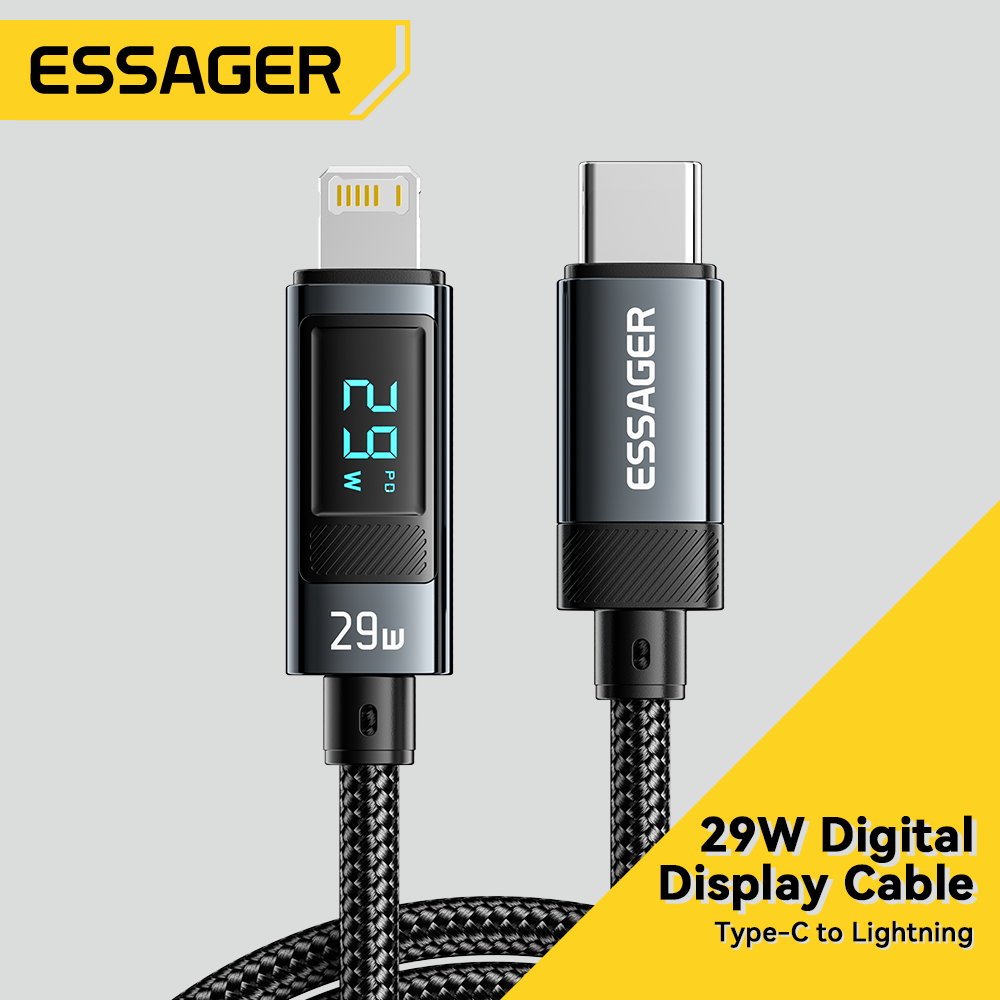 Essager 29W USB C Loại C Lightning Màn hình hiển thị kỹ thuật số cáp cho iPhone 14 13 12 11 Pro Max