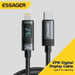 Essager 29W USB C Loại C Lightning Màn hình hiển thị kỹ thuật số cáp cho iPhone 14 13 12 11 Pro Max XS Plus Dây iPad macbook 29W Pd Sạc Nhanh Loại C Để Chiếu Sáng Dây Dữ Liệu