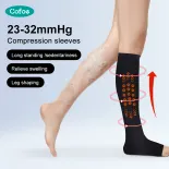Cofoe 1 Đôi Vớ Nén Bắp Chân Y Tế Vớ Giãn Tĩnh Mạch Đàn Hồi Cấp 2, Áp Suất Dưới 23-32 MmHg Quần Legging Hở Ngón Đầu Gối Vớ Nén Cho Nam Nữ Tĩnh Mạch Chống Giãn Tĩnh Mạch Loại Bỏ Phù Nề
