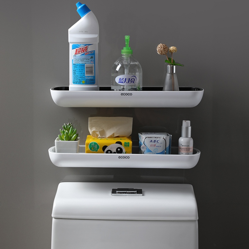 Gambar Bathroom Shelf Toilet Storage Rack For Kitchen Storage Bath Organizer Household Wall mounted Bathroom Accessories Without Drill