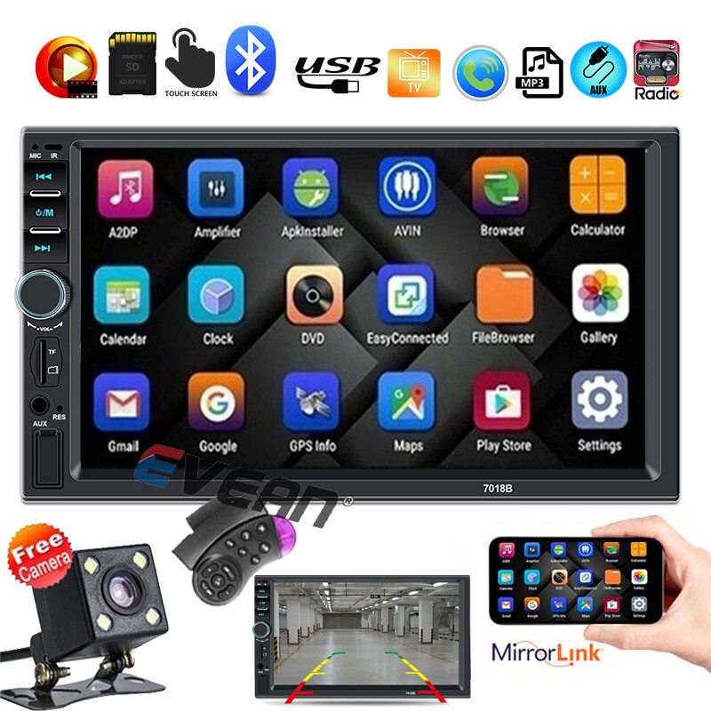 7018B Phổ 7 "Đôi 2Din Máy Phát Âm Thanh Nổi Bluetooth Trên Xe Hơi MP5 Player FM Radio USB/TF/Android & Điện Thoại IOS Mirrorlink Cắm Và Chơi Cho Toyota Nissan