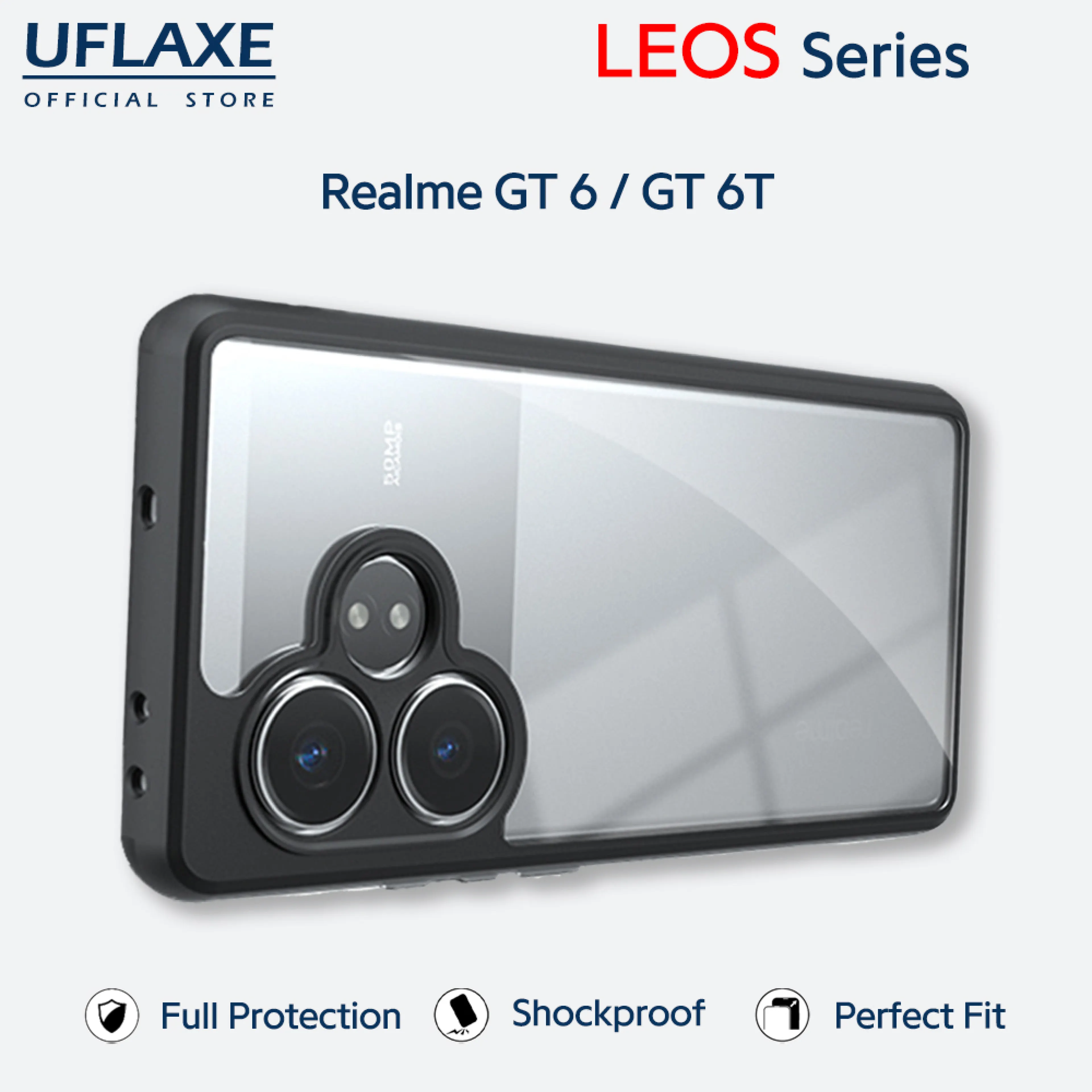 UFLAXE LEOS - For Realme GT 6 / Realme GT 6T Case - Matte Clear Shockproof Hard Case | Anti-Yellowing Anti-Fingerprint Durable Phone Case