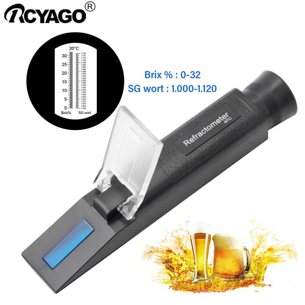 RCYAGO Khúc Xạ Kế Đo Nồng Độ Cồn Cầm Tay 0-32% Brix Meter 1.000-1.120 Sg Wort Tester Tỷ Trọng Kế Cụ Thể Sản Xuất Bia