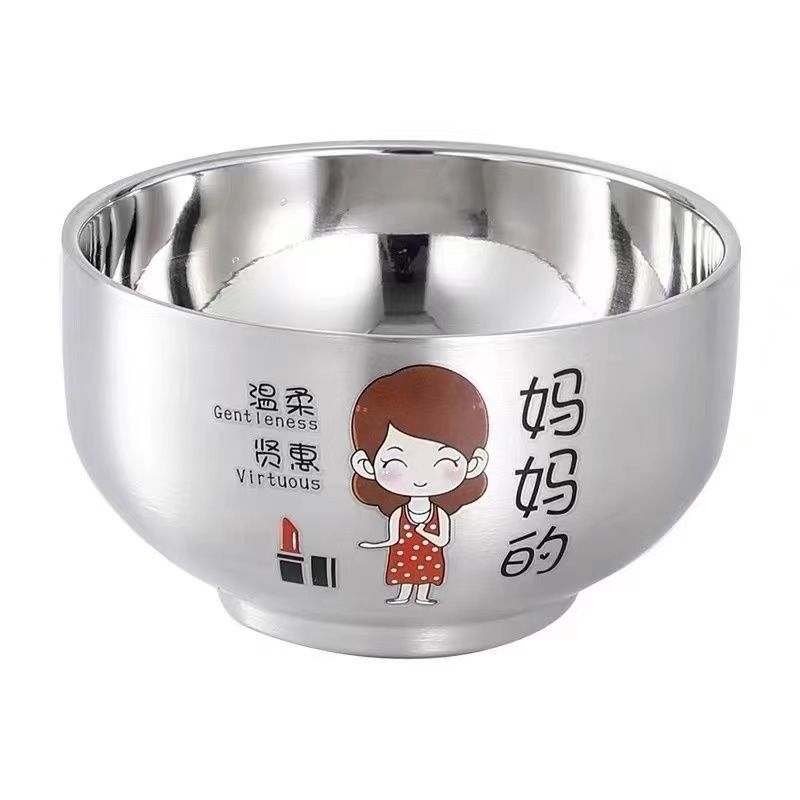 Gambar high quality 304 stainless steel parent child bowl food grade cartoon air family set cute anti scalding and fall resistant children s soup rice bowl
